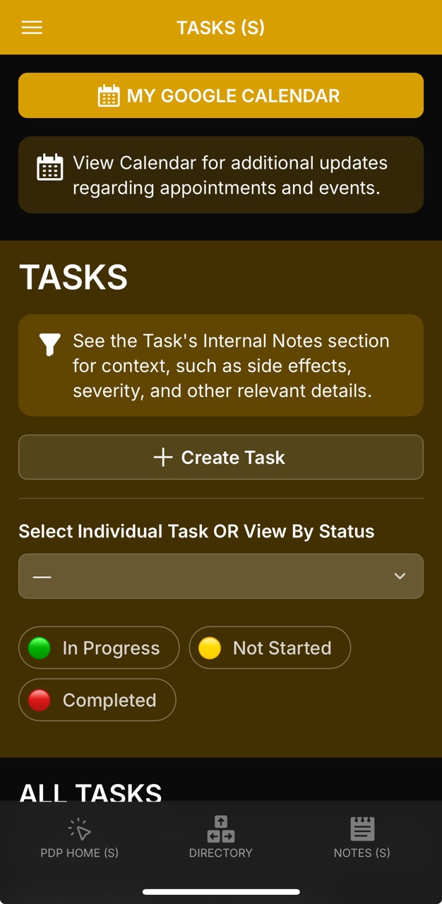 Tasks Page